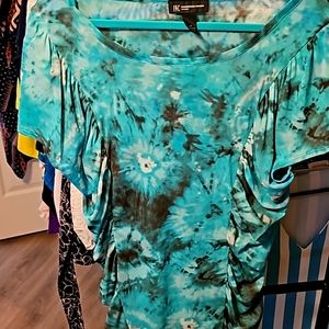 Inc tie dye top. 1x. Teal
